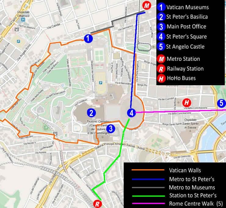 inngangur að Vatíkanið safnið kort